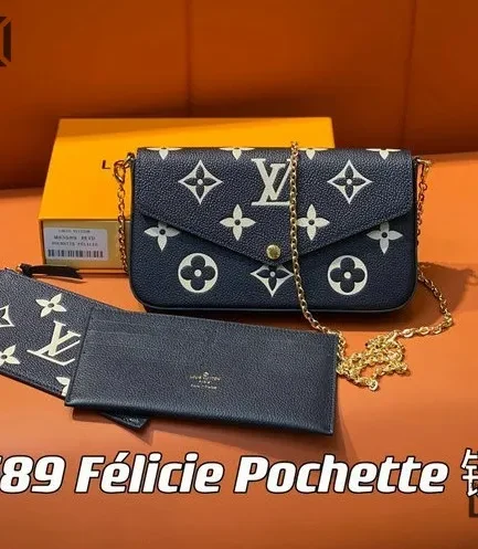 Louis Vuitton 1:1 Mirror Replica Flicie Pochette Monogram Empreinte Navy Blue 21CM/8.3IN Louis Vuitton Replica Pochette Accessories