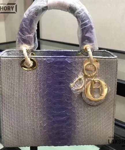 Dior 1:1 Mirror Replica Bicolor Medium Python Lady Dior 24CM/9.4IN Christian Dior Replica Lady