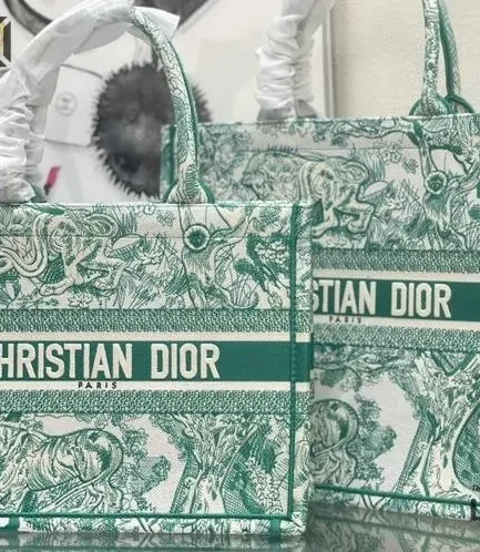 Dior 1:1 Mirror Replica Dioriviera Toile De Jouy Book Tote Green Christian Dior Replica Book Totes