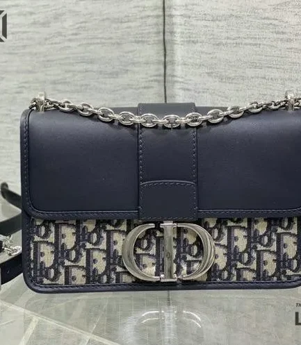 Dior 1:1 Mirror Replica 30 Montaigne Blue East-West Chain Calfskin Bag Christian Dior Replica 30 Montaigne