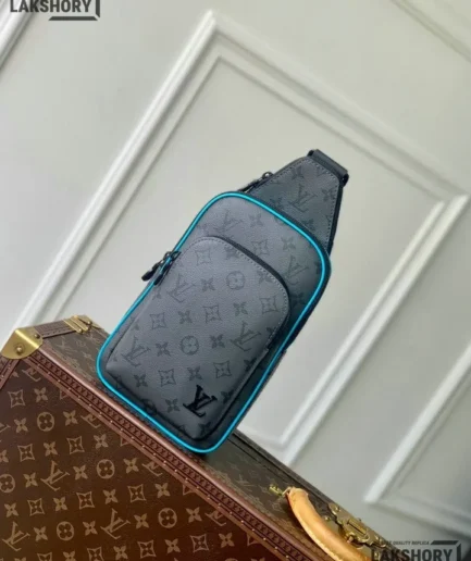Louis Vuitton 1:1 Mirror Replica Avenue Slingbag PM Monogram Eclipse Turquoise 33CM/13IN Louis Vuitton Replica Avenue