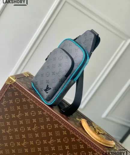 Louis Vuitton 1:1 Mirror Replica Avenue Slingbag PM Monogram Eclipse Turquoise 33CM/13IN Louis Vuitton Replica Avenue