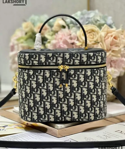 Dior 1:1 Mirror Replica 30 Montaigne Signature CD Vanity Case Black 24CM/9.4IN Christian Dior Replica 30 Montaigne