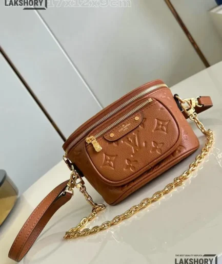 Louis Vuitton 1:1 Mirror Replica Monogram Empreinte Mini Bumbag Cognac 17CM/6.7IN Louis Vuitton Replica Bumbag
