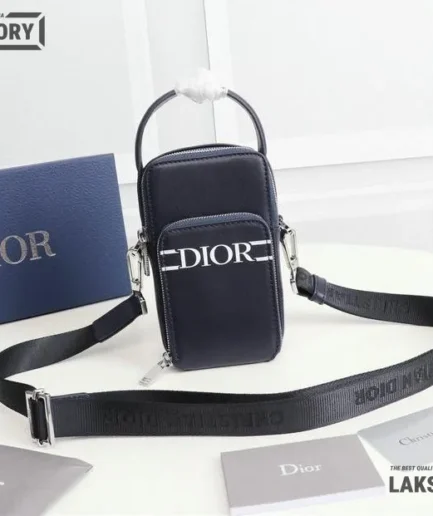 Dior 1:1 Mirror Replica Navy Blue Micro Rider Pouch Crossbody Bag 17CM/6.7IN Christian Dior Other Styles