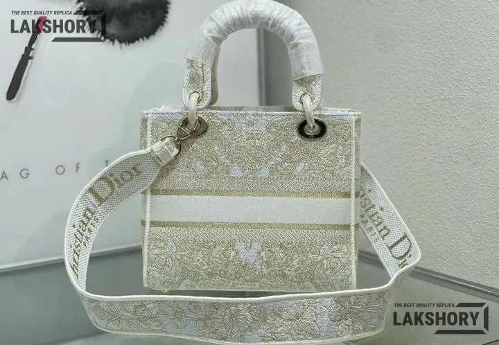 Dior 1:1 Mirror Replica Lady D-Lite Jardin d’Hiver White 24CM/9.4IN Christian Dior Replica Lady Dior 1:1 Mirror Replica Lady D-Lite Jardin d’Hiver White 24CM/9.4IN Christian Dior Replica Lady