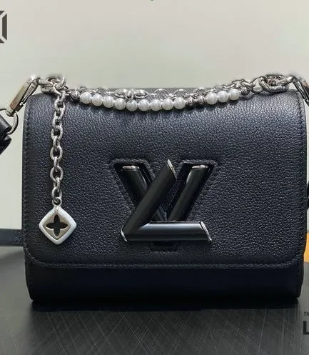 Louis Vuitton 1:1 Mirror Replica Twist PM Slim Bag Black Taurillon Leather 19CM/7.5IN Louis Vuitton Replica Twist