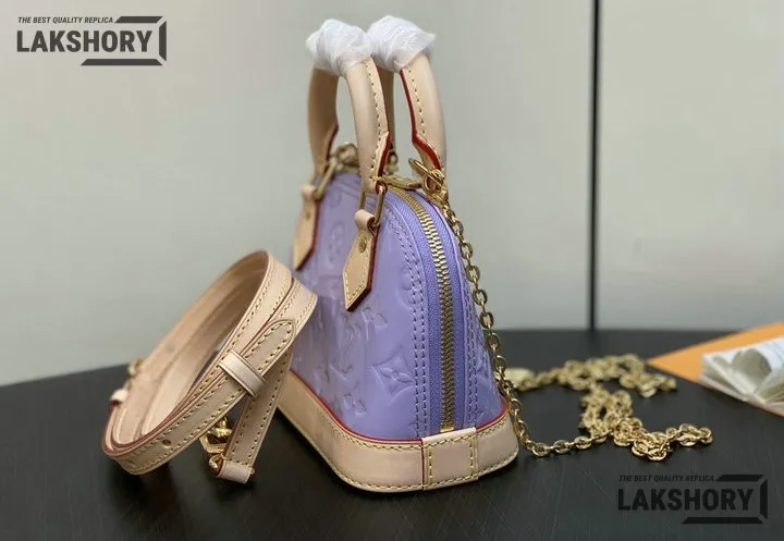 Louis Vuitton 1:1 Mirror Replica Vernis Nano Alma Glossy Lilac 18CM/7.1IN Louis Vuitton Replica Alma Louis Vuitton 1:1 Mirror Replica Vernis Nano Alma Glossy Lilac 18CM/7.1IN Louis Vuitton Replica Alma