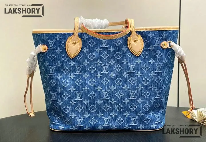Louis Vuitton 1:1 Mirror Replica Neverfull MM Monogram Denim 31CM/12.2IN Louis Vuitton Replica Neverfull Louis Vuitton 1:1 Mirror Replica Neverfull MM Monogram Denim 31CM/12.2IN Louis Vuitton Replica Neverfull