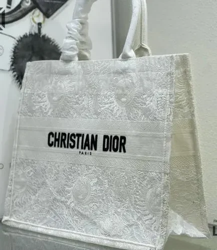 Dior 1:1 Mirror Replica Book Tote Latte Cabinet de la Mer White Christian Dior Replica Book Totes