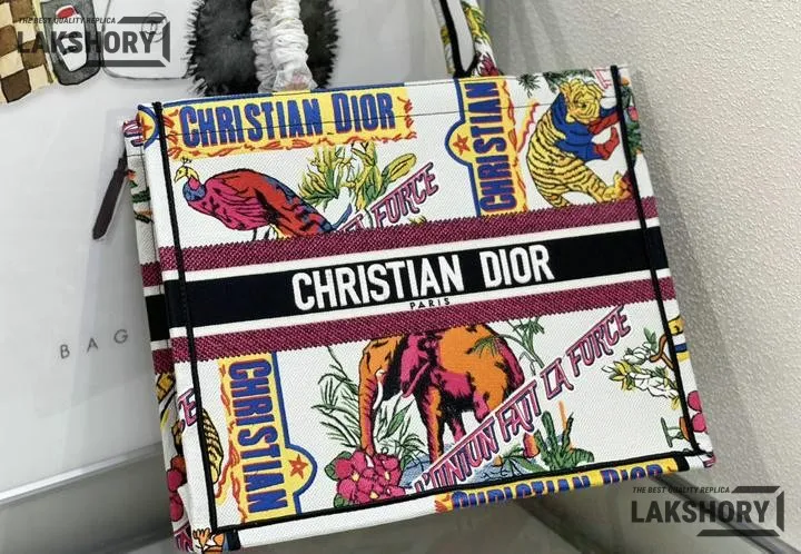 Dior 1:1 Mirror Replica Animal Jungle Book Tote Motif Embroidery Multicolour Christian Dior Replica Book Totes Dior 1:1 Mirror Replica Animal Jungle Book Tote Motif Embroidery Multicolour Christian Dior Replica Book Totes