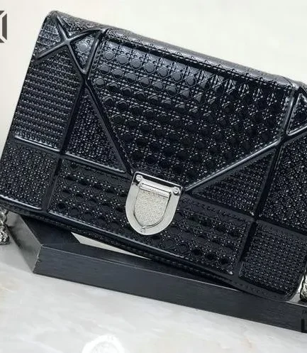 Dior 1:1 Mirror Replica Metallic Patent Micro-Cannage Diorama Flap 19CM/7.5IN Christian Dior Other Styles