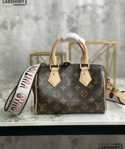 Louis Vuitton 1:1 Mirror Replica Speedy Bandoulire 20 Black Bag 20CM/7.9IN Louis Vuitton Replica Speedy