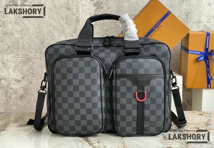 Louis Vuitton 1:1 Mirror Replica Damier Graphite Utility Messenger Bag 36CM/14.2IN Louis Vuitton Replica Business Bags Louis Vuitton 1:1 Mirror Replica Damier Graphite Utility Messenger Bag 36CM/14.2IN Louis Vuitton Replica Business Bags