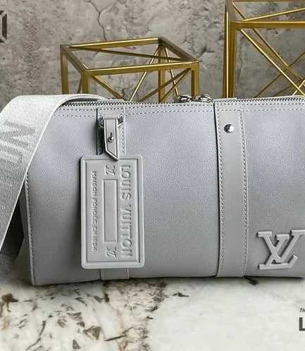 Louis Vuitton 1:1 Mirror Replica Grained Calfskin Aerogram City Keepall Grey 27CM/10.6IN Louis Vuitton Replica Keepall