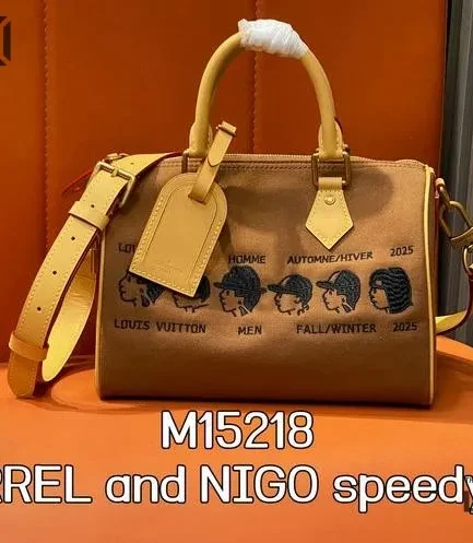 Louis Vuitton 1:1 Mirror Replica Pharrell x Nigo Speedy Bag 25 Brown 25CM/9.8IN Louis Vuitton Replica Speedy