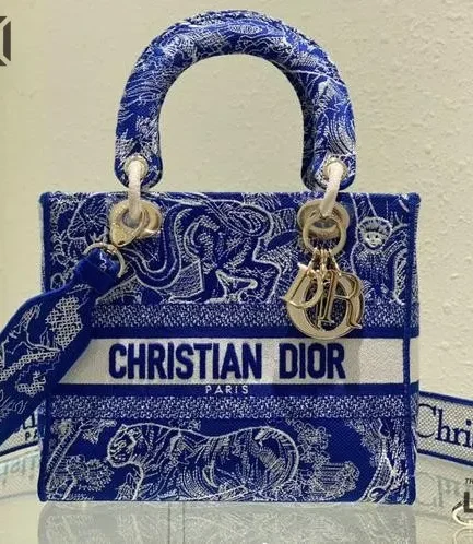 Dior 1:1 Mirror Replica Fluorescent Toile De Jouy Reverse Lady D-Lite 24CM/9.4IN Christian Dior Replica Lady