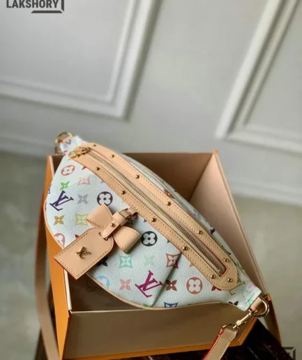 Louis Vuitton 1:1 Mirror Replica LV X TM Multicolor High Rise Bumbag White 34.5CM/13.6IN Louis Vuitton Replica Bumbag