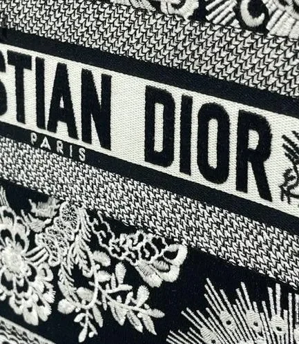 Dior 1:1 Mirror Replica Butterfly Bandana Embroidered Book Tote Black/White Christian Dior Replica Book Totes