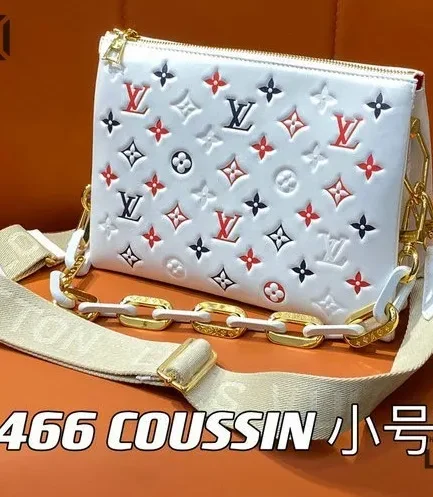 Louis Vuitton 1:1 Mirror Replica Lambskin Embossed Monogram LV H32 PM White 26CM/10.2IN Louis Vuitton Replica Coussin