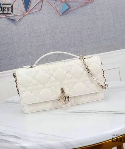 Dior 1:1 Mirror Replica Lambskin My Dior Mini Bag White Cannage 21CM/8.3IN Christian Dior Other Styles