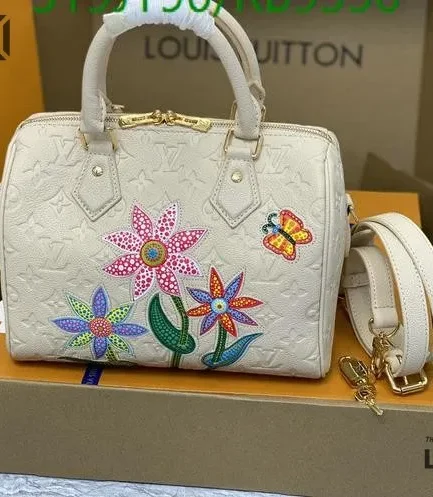 Louis Vuitton 1:1 Mirror Replica LV x YK Speedy Bandouliere 25 Flower Marquetry 25CM/9.8IN Louis Vuitton Replica Speedy