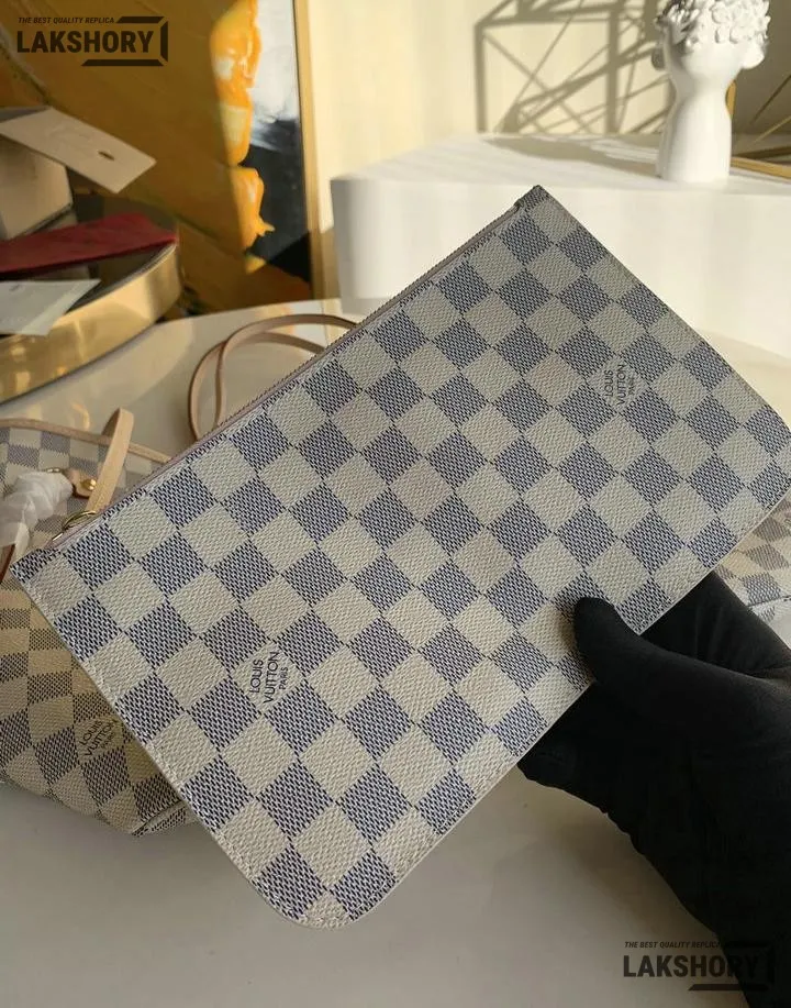 Louis Vuitton 1:1 Mirror Replica Neverfull MM Damier Azur Medium Size Tote 32CM/12.6IN Louis Vuitton Replica Neverfull Louis Vuitton 1:1 Mirror Replica Neverfull MM Damier Azur Medium Size Tote 32CM/12.6IN Louis Vuitton Replica Neverfull