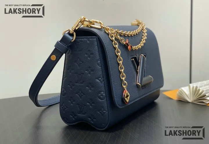 Louis Vuitton 1:1 Mirror Replica Twist MM Slim Puffygram Taurillon Leather 23CM/9.1IN Louis Vuitton Replica Twist Louis Vuitton 1:1 Mirror Replica Twist MM Slim Puffygram Taurillon Leather 23CM/9.1IN Louis Vuitton Replica Twist