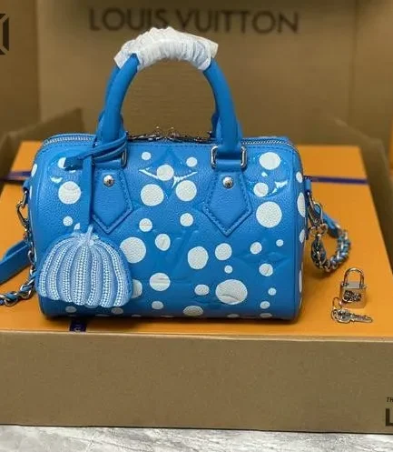 Louis Vuitton 1:1 Mirror Replica LV x KY Speedy Bandouliere 20 Blue/White 20.5CM/8.1IN Louis Vuitton Replica Speedy