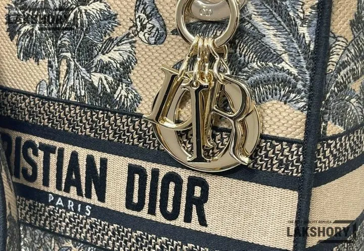 Dior 1:1 Mirror Replica Dioriviera Lady D-Lite Beige Toile de Jouy Palms 24CM/9.4IN Christian Dior Replica Lady Dior 1:1 Mirror Replica Dioriviera Lady D-Lite Beige Toile de Jouy Palms 24CM/9.4IN Christian Dior Replica Lady
