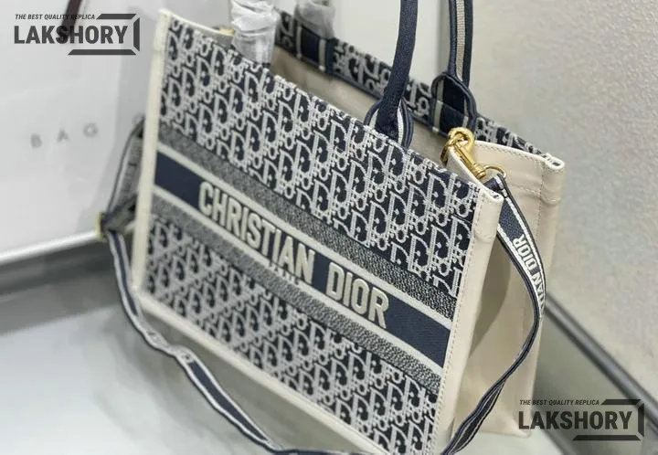 Dior 1:1 Mirror Replica Blue Oblique Chambray Embroidery & Latte Book Tote Christian Dior Replica Book Totes Dior 1:1 Mirror Replica Blue Oblique Chambray Embroidery & Latte Book Tote Christian Dior Replica Book Totes