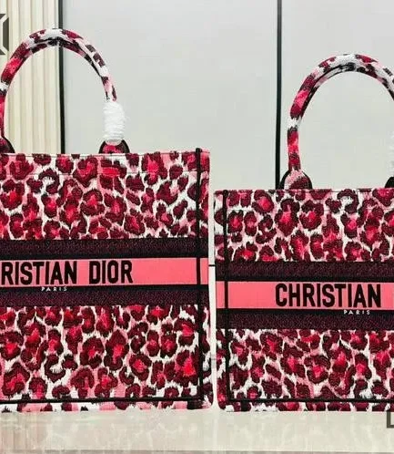 Dior 1:1 Mirror Replica Mizza Leopard Book Tote Embroidered Canvas Christian Dior Replica Book Totes