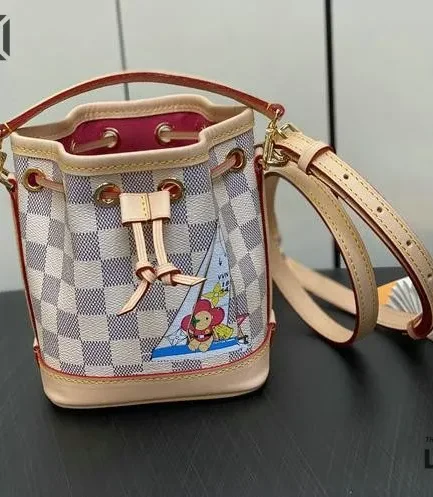 Louis Vuitton 1:1 Mirror Replica Damier Azur Vivienne Sac Nano Noe Dragon Fruit Pink 16CM/6.3IN Louis Vuitton Replica Neo