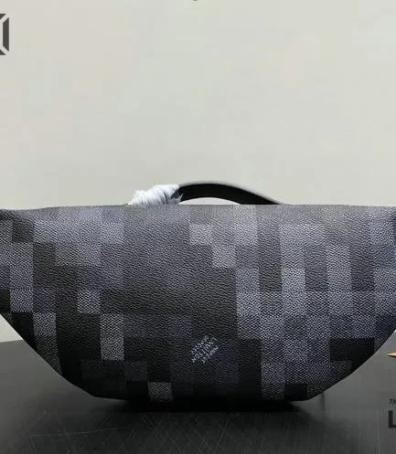 Louis Vuitton 1:1 Mirror Replica Black Damoflage Rush Bumbag 30CM/11.8IN Louis Vuitton Replica Bumbag