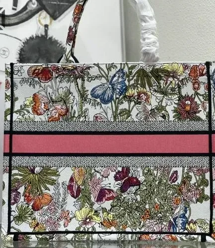 Dior 1:1 Mirror Replica Canvas Mexico Millefiori Book Tote Multicolor Christian Dior Replica Book Totes
