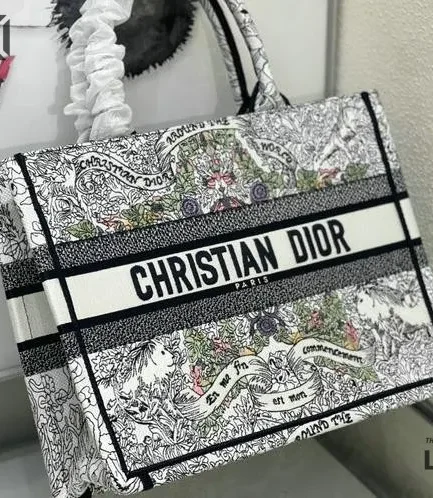 Dior 1:1 Mirror Replica Multicolor Book Tote Latte Around the World Christian Dior Replica Book Totes