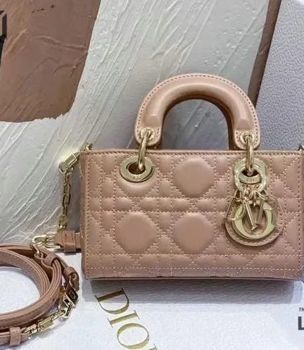 Dior 1:1 Mirror Replica Lambskin Lady D-Joy Micro Cannage 16CM/6.3IN Christian Dior Replica Lady