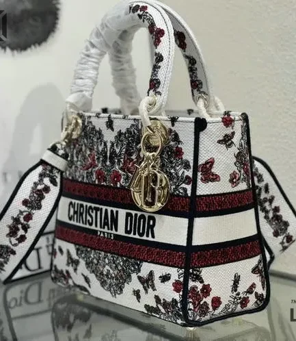 Dior 1:1 Mirror Replica Dioramour Lady D-Lite White Multicolor Cœur des Curiosités 24CM/9.4IN Christian Dior Replica Lady
