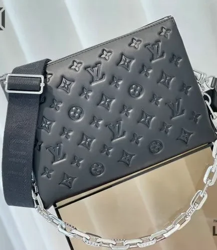 Louis Vuitton 1:1 Mirror Replica Lambskin Embossed Monogram Coussin PM Anthracite 26CM/10.2IN Louis Vuitton Replica Coussin