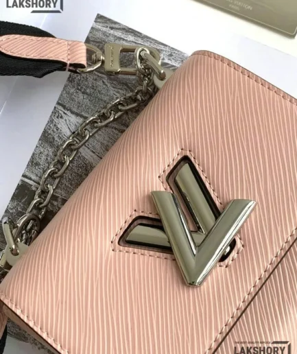 Louis Vuitton 1:1 Mirror Replica Twist Mini Epi Pink Black Strap 23CM/9.1IN Louis Vuitton Replica Twist