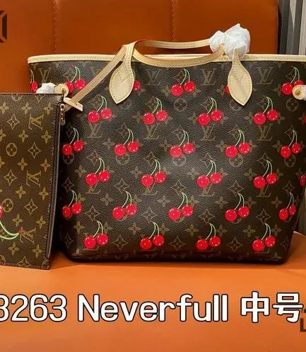 Louis Vuitton 1:1 Mirror Replica LV x TM Neverfull MM Cherry Monogram 31CM/12.2IN Louis Vuitton Replica Neverfull