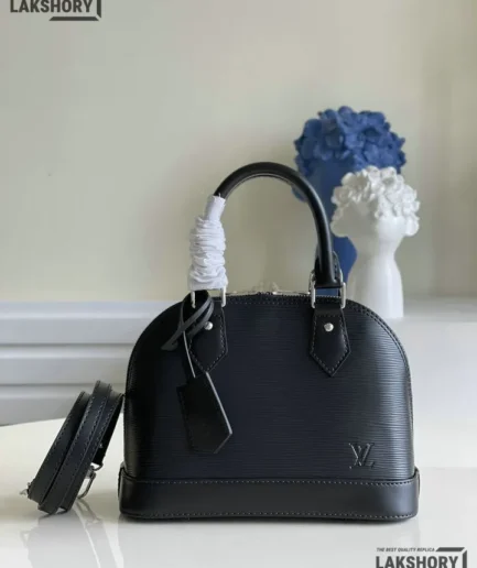 Louis Vuitton 1:1 Mirror Replica Epi Alma BB Black 23.5CM/9.3IN Louis Vuitton Replica Alma