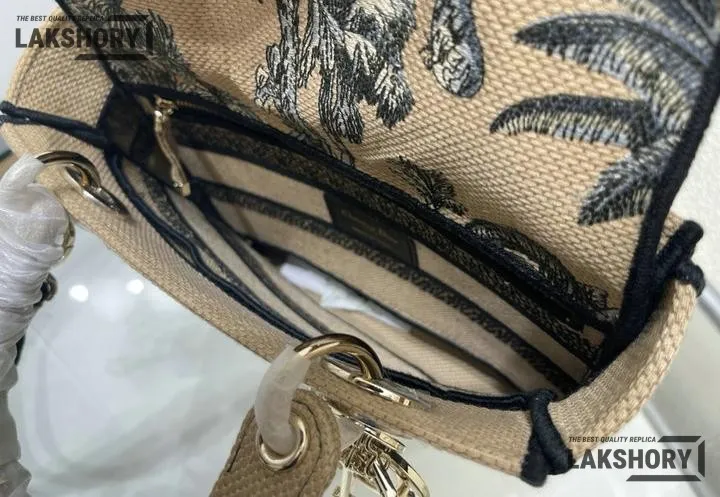 Dior 1:1 Mirror Replica Dioriviera Lady D-Lite Beige Toile de Jouy Palms 24CM/9.4IN Christian Dior Replica Lady Dior 1:1 Mirror Replica Dioriviera Lady D-Lite Beige Toile de Jouy Palms 24CM/9.4IN Christian Dior Replica Lady