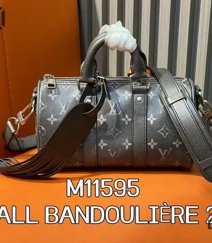 Louis Vuitton 1:1 Mirror Replica Keepall Bandoulire 25 Monogram Black 25CM/9.8IN Louis Vuitton Replica Keepall