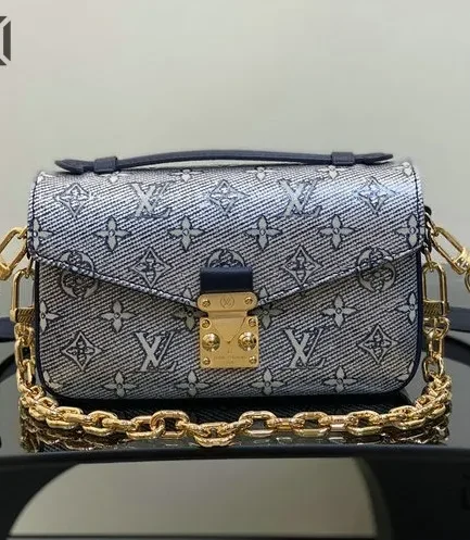 Louis Vuitton 1:1 Mirror Replica Monoglam Pochette Metis East West Blue 21.5CM/8.5IN Louis Vuitton Replica Pochette Metis