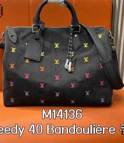 Louis Vuitton 1:1 Mirror Replica Blason Denim Speedy Bandouliere 40 Black Gradient Orange 40CM/15.7IN Louis Vuitton Replica Speedy