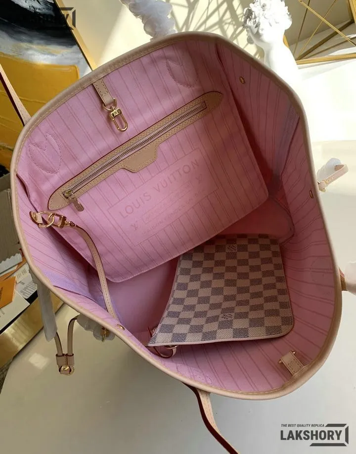 Louis Vuitton 1:1 Mirror Replica Neverfull MM Damier Azur Medium Size Tote 32CM/12.6IN Louis Vuitton Replica Neverfull Louis Vuitton 1:1 Mirror Replica Neverfull MM Damier Azur Medium Size Tote 32CM/12.6IN Louis Vuitton Replica Neverfull