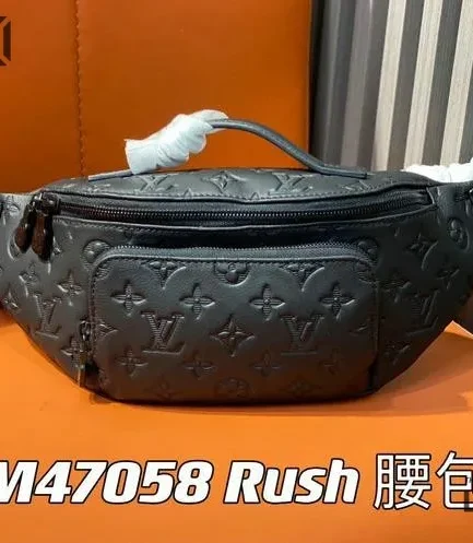 Louis Vuitton 1:1 Mirror Replica Rush Bumbag Black 30CM/11.8IN Louis Vuitton Replica Bumbag