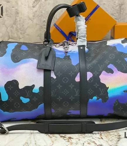 Louis Vuitton 1:1 Mirror Replica Keepall Bandouliere 45 Sunrise Eclipse Black/Grey/Multi 45CM/17.7IN Louis Vuitton Replica Keepall