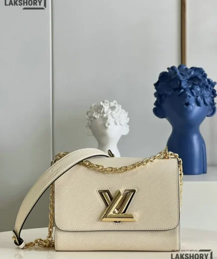Louis Vuitton 1:1 Mirror Replica Twist MM Epi Leather Quartz White 23CM/9.1IN Louis Vuitton Replica Twist